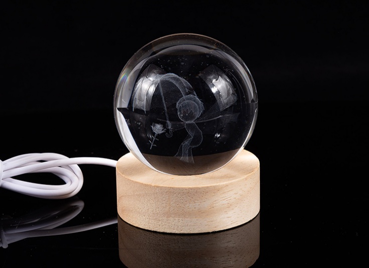 چراغ خواب مدل گوی کریستالی LED دار